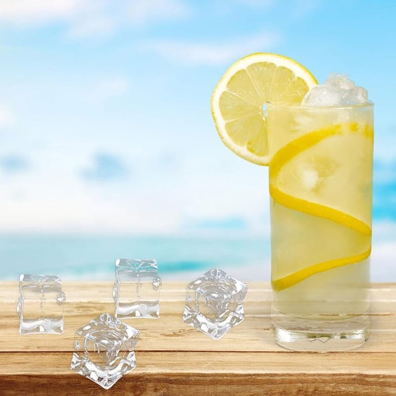 Mikinona 50 Pcs Reusable Acrylic Fake Ice Cubes Square Clear For Photography Decor - Image 5